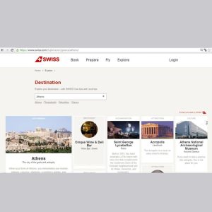 Cinque Wine & Deli Bar featured in SWISS airline official Athens destination guide as a recommended Greek wine bar in the historic center.