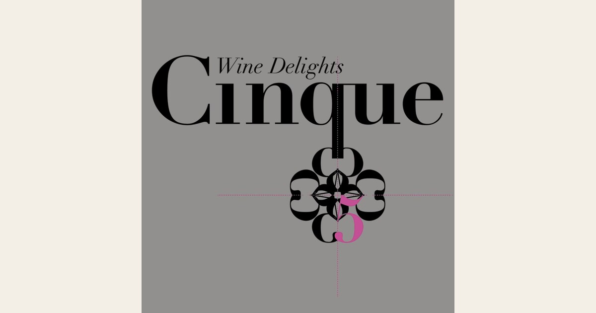 Re-designed Cinque Wine & Deli logo showcasing the refined visual identity introduced in 2017