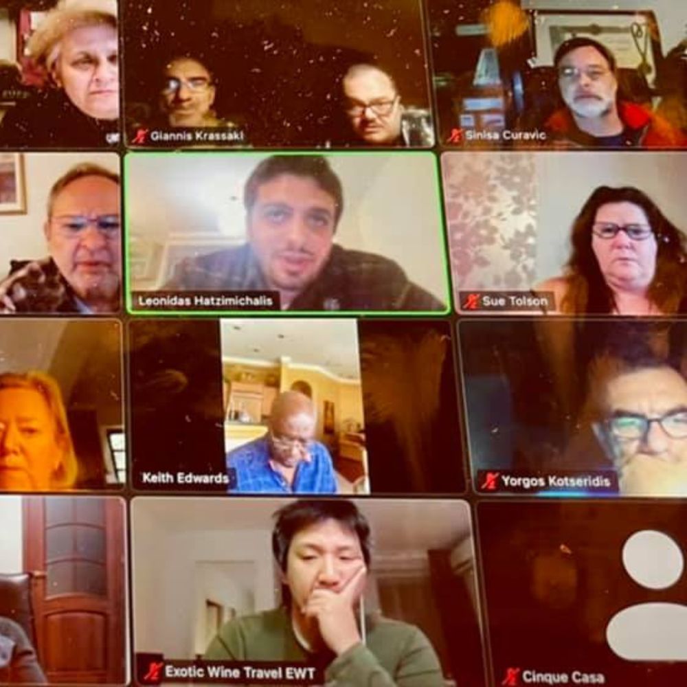Virtual Assyrtiko wine tasting on Zoom with Greek winemakers and oenology professors hosted by the Cinque Wine Bar network.