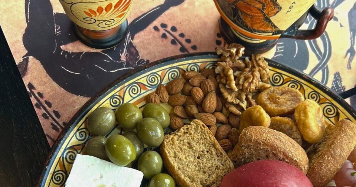 Ancient Greek wine and food experience with traditional dishes, Pythagoras cups and Krater at Cinque Wine & Deli