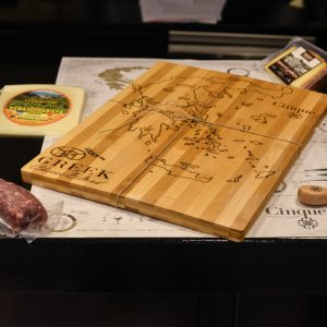 Wooden Board Large Engraved - Cinque Wine & Deli Athens - Greek Wine Souvenirs