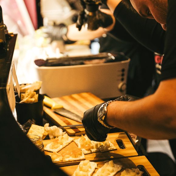 Fresh charcuterie and cheese preparation at Cinque Wine & Deli Athens