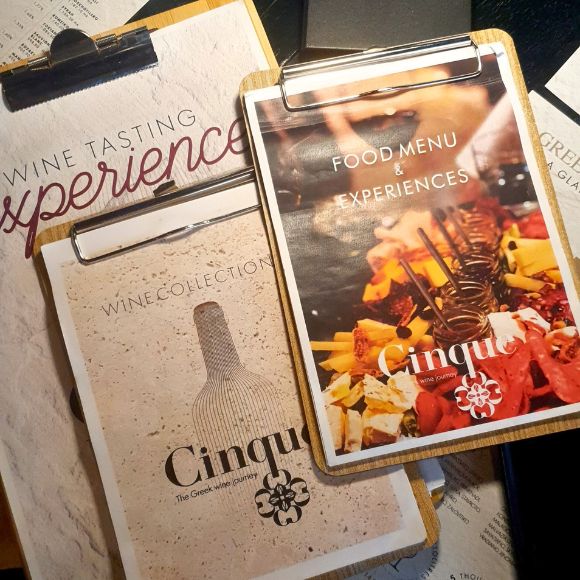 Wine tasting and food experience menus at Cinque Wine & Deli