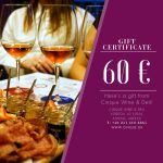 Cinque Experience Gift Card 60 euros with wine tasting and deli food at Cinque Wine & Deli Athens