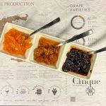Greek spoon sweets tasting with quince, grape and sour cherry preserves served as a traditional deli experience at Cinque Wine & Deli