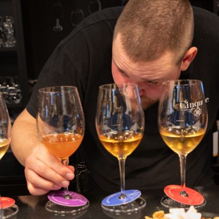 Low intervention and orange wine tasting in Athens with Greek wines served at Cinque Wine & Deli