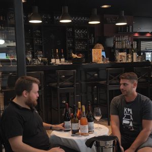 Meet the winemaker discussion at Cinque Wine & Deli Psirri during the Taste Evia Greek wine event