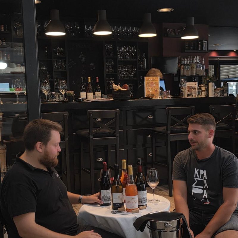 Meet the winemaker discussion at Cinque Wine & Deli Psirri during the Taste Evia Greek wine event