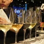 Guided Greek wine tasting with white, rosé and red wines lined up for comparison at Cinque Wine & Deli