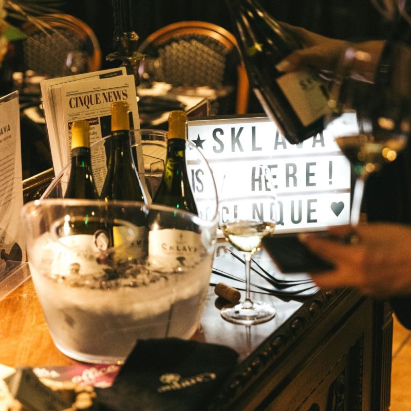 Greek wine Sklava presented and poured at Cinque Wine & Deli during a collaborative tasting experience with Zacharias Winery.