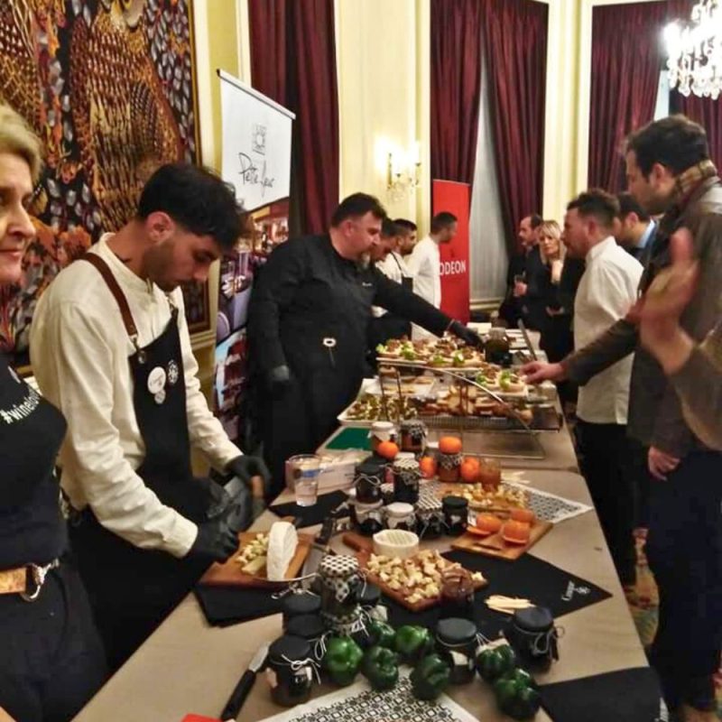 Cinque Wine & Deli participating in Goût de France 2019 gala at the French Embassy in Athens, presenting French cheeses, homemade chutneys and signature loukoumi to international guests.