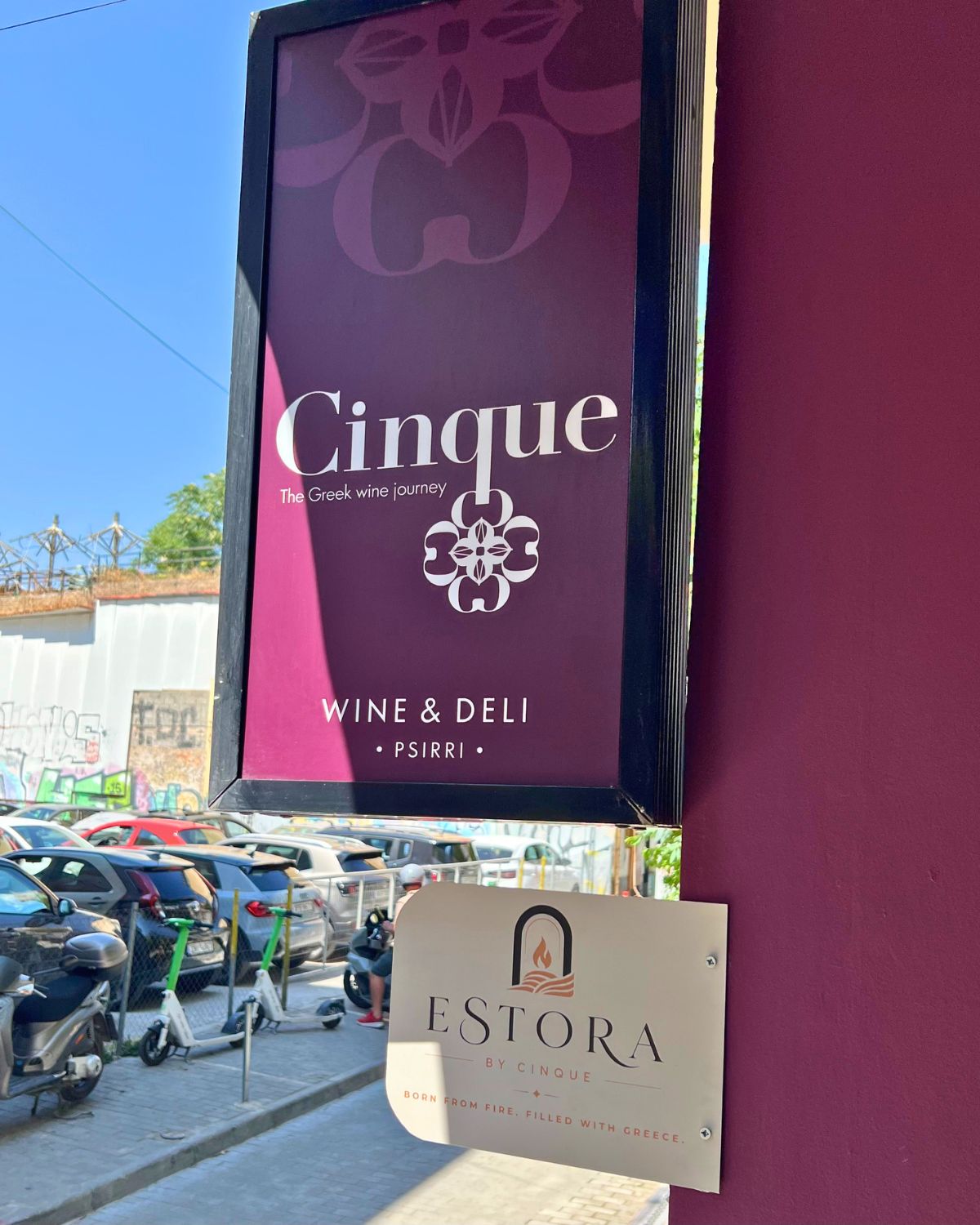 The ESTORA by Cinque sign at Cinque Psirri