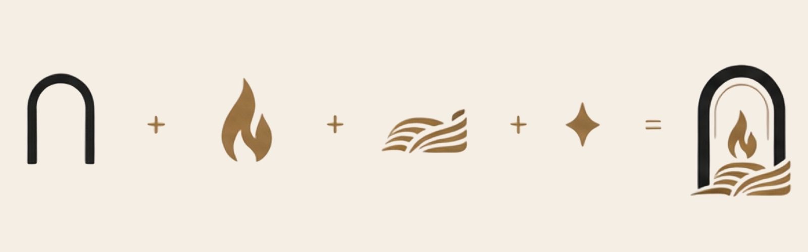 The ESTORA symbol combines the oven, fire, Greek land and sharing