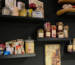 The Grocer’s Shelf at Cinque Psirri, with Greg’s Grocery Selection jars, preserves and traditional Greek grocery products